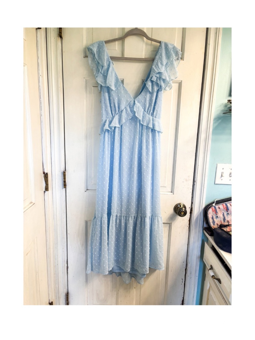 Trixxi Light Blue Ruffled Midi Dress - XL